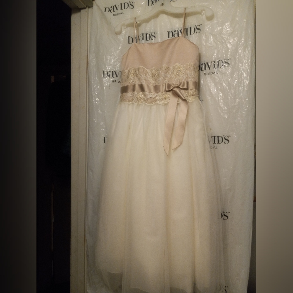 David's Bridal girls dress Ivory Size 6